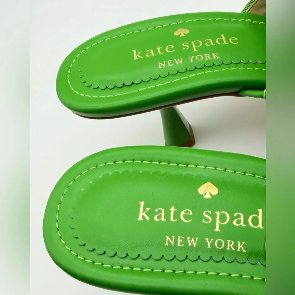 Kate Spade Marigold Kitten Heels Green Mules 7B NWOT